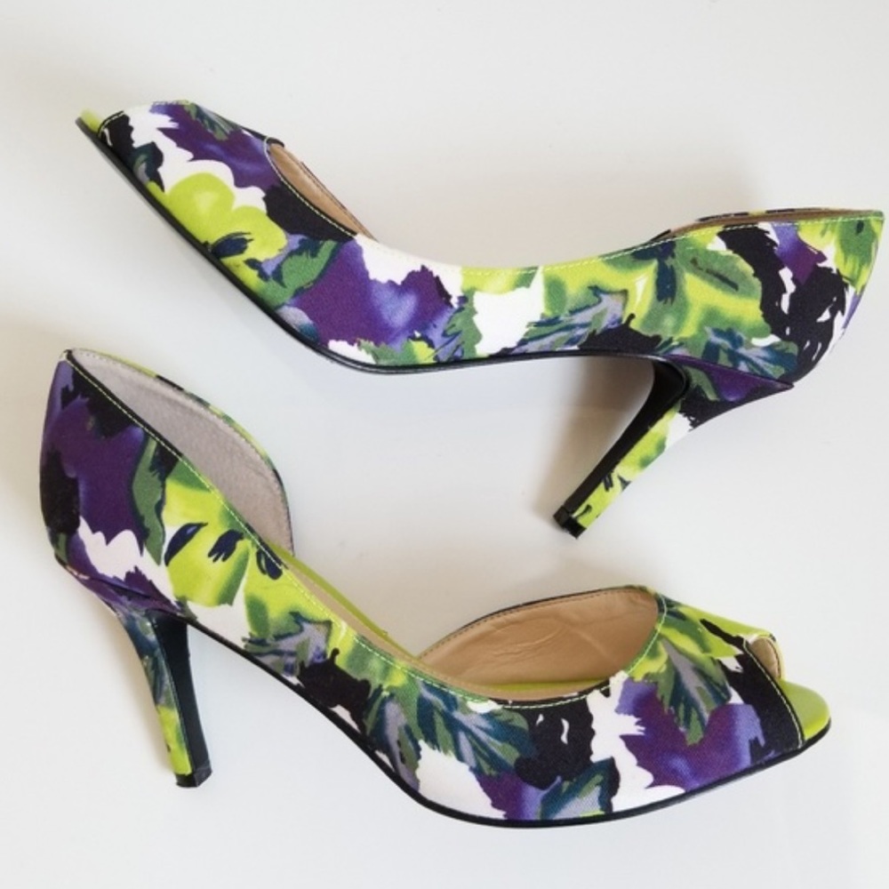 NWT Marc Fisher DOrsay Pumps Peep Toe Floral Heels - Picture 5 of 8